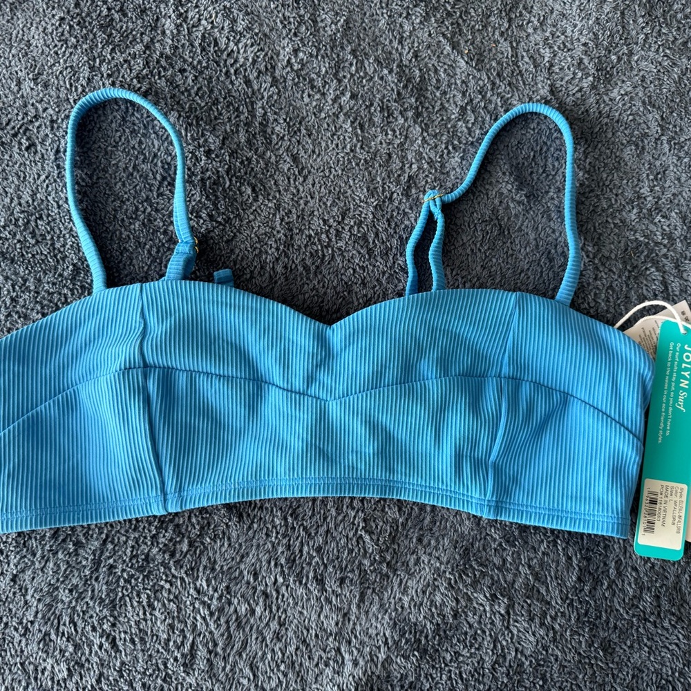 NWT Jolyn Clothing Ribbed Turquoise Bralette Swim Top